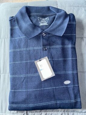 Van Heusen Men's Navy Plaid Polo Shirt
